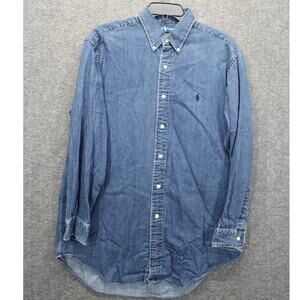 Ralph Lauren Mens 16 32/33 Yarmouth Blue Denim Button Shirt